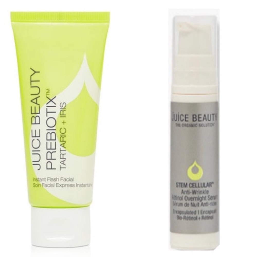 Juice Beauty INSTANT FLASH FACIAL & ANTI-WRINKLE RETINOL OVERNIGHT SERUM duo